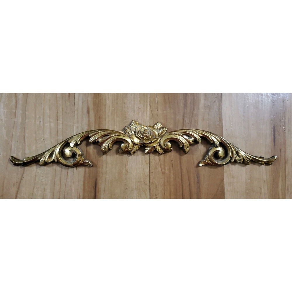 Vintage Syroco 7684A Gold Rose Leaf Door Window Wall Plaque Baroque